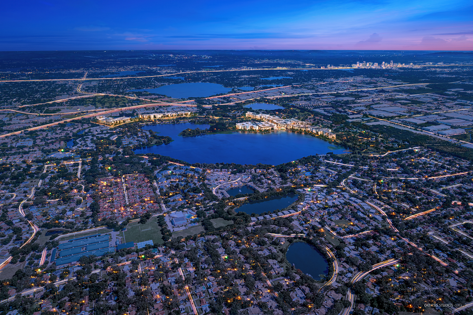 Multifamily and mixed-use development 3D rendering #3