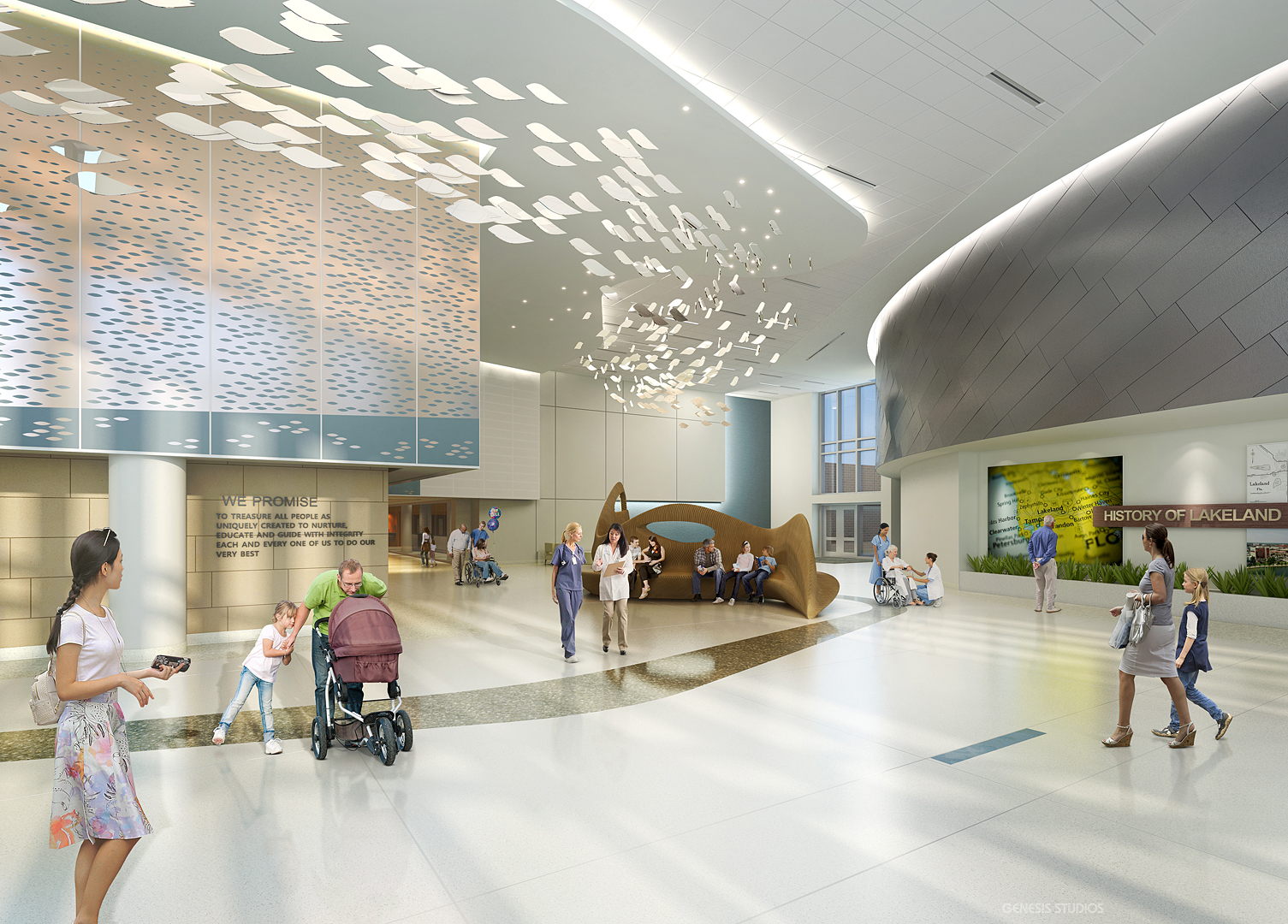 Modern healthcare facility exterior rendering